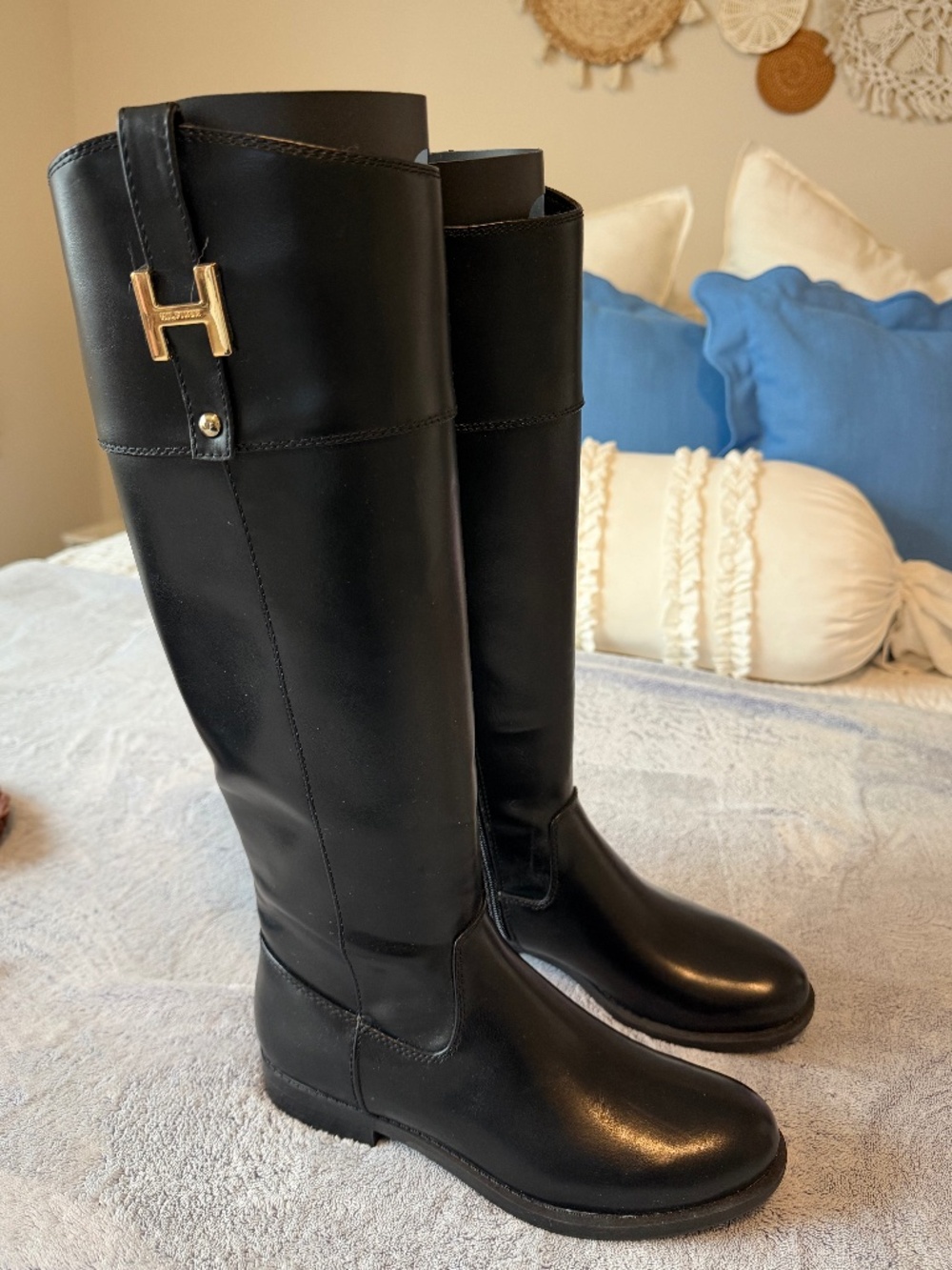 Black Tommy Hilfiger riding boots